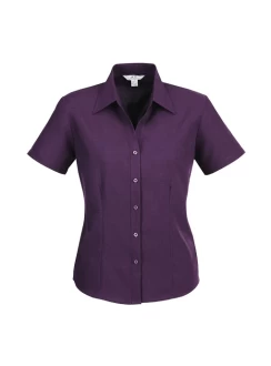 Ladies Plain Oasis Short Sleeve Blouse LB3601 Grape