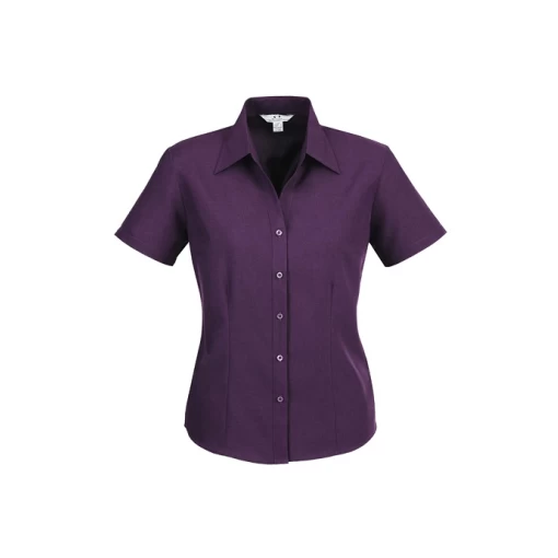 Ladies Plain Oasis Short Sleeve Blouse LB3601 Grape