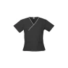 Ladies Contrast Crossover Scrubs Top H10722 Black Pewter