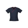 Ladies Contrast Crossover Scrubs Top H10722 Navy Fuchsia