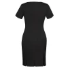 Ladies Short Sleeve Shift Dress 30112 Black Back