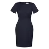 Ladies Short Sleeve Shift Dress 30112 Navy
