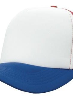 Mesh Back Foam Front Trucker Cap by Headwear - One Size, White/Red/Royal