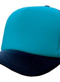 Mesh Back Foam Front Trucker Cap by Headwear - One Size, Cyan/Navy