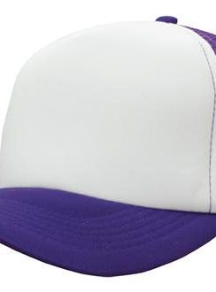 Mesh Back Foam Front Trucker Cap by Headwear - One Size, White/Purple