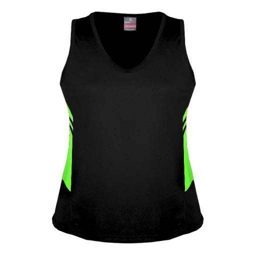 2111-BLACK-NEON GREEN Tasman Singlet