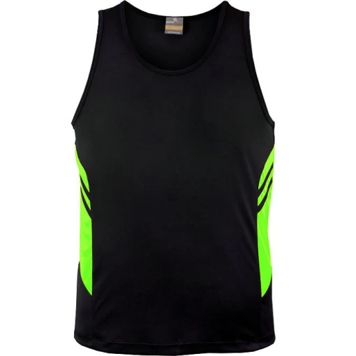 3111-BLACK-NEON GREEN Tasman Singlet