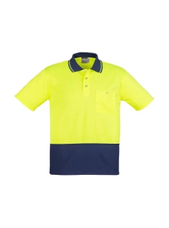 Yellow Navy Hi Vis Basic Short Sleeve Polo