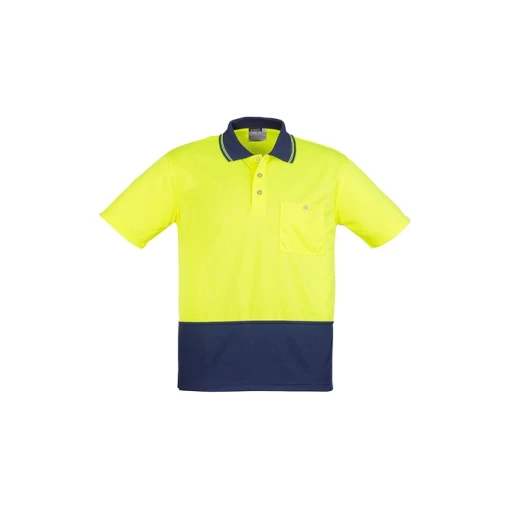 ZH231_YellowNavy_F Yellow Navy Hi Vis Basic Short Sleeve Polo