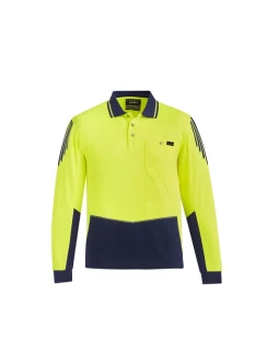 Hi Vis Flux Mens Long Sleeve Polo by Syzmik
