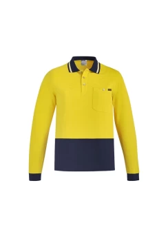 Hi Vis Cotton Mens Long Sleeve Polo by Syzmik