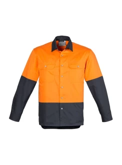 Hi Vis Mens Spliced Industrial Long Sleeve Shirt by Syzmik