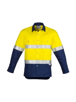 Hi Vis Mens Spliced Industrial Hoop Taped Long Sleeve Shirt by Syzmik
