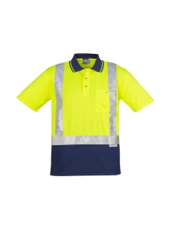 Hi Vis Mens Spliced Short Sleeve Polo - Shoulder Taped by Syzmik