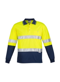 Hi Vis Mens Spliced Long Sleeve Polo - Hoop Taped by Syzmik