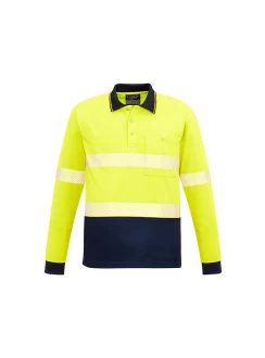 Hi Vis Segmented Long Sleeve Polo - Hooped Tape by Syzmik