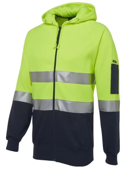 Hi Vis (D+N) Full Zip Fleecy Hoodie by JB's