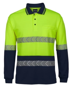 Hi Vis Segmented Tape Long Sleeve Polo by JB's