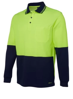 Hi Vis Cotton Back Long Sleeve Polo by JB's