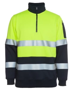 Hi Vis (D+N) Biomotion 1/2 Zip Fleecy Sweat with Reflective Tape by JB's