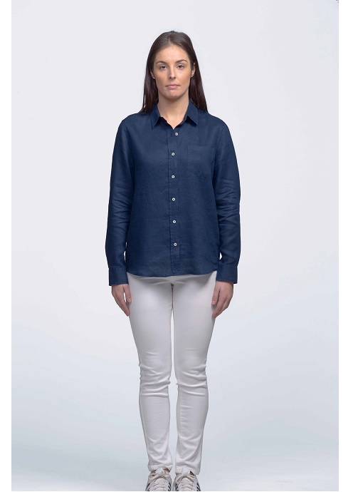 navy linen shirt women